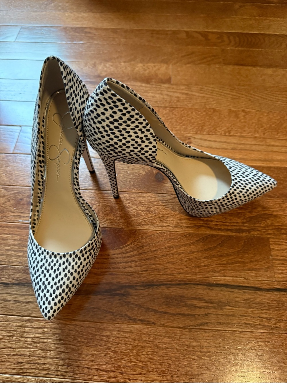 Jessica Simpson Black and White Dalila Dot Pointed-Toe Stiletto Pump